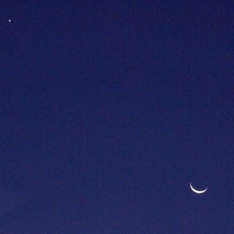 金星と細い月