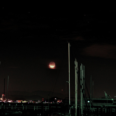 火星、月、金星の朝