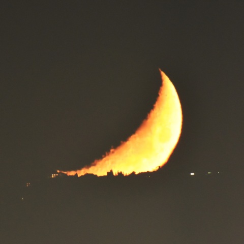 六甲山系に沈む月 (2025/05/02)