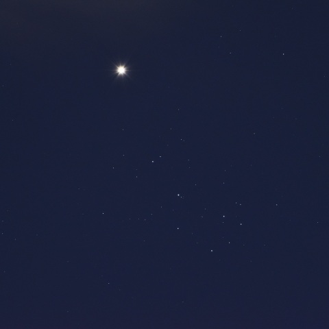 金星とプレアデス星団の接近 (2020/4/5)