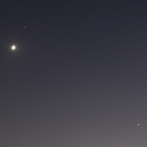 夕空の月と3惑星 (2021/12/09)