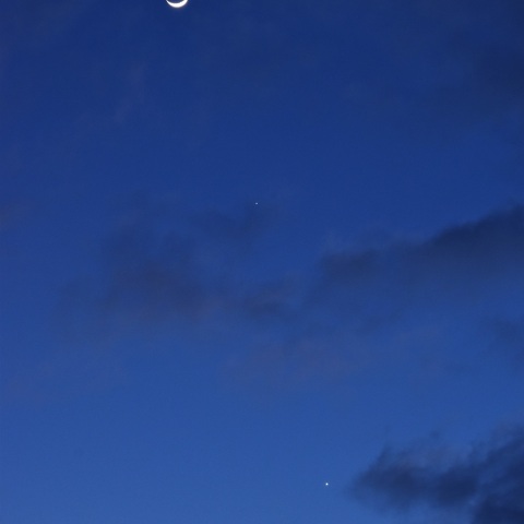 夕空の月・木星・金星(2023/02/23)