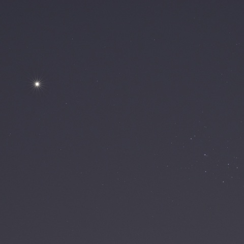 金星とプレアデス星団(2023/04/13)