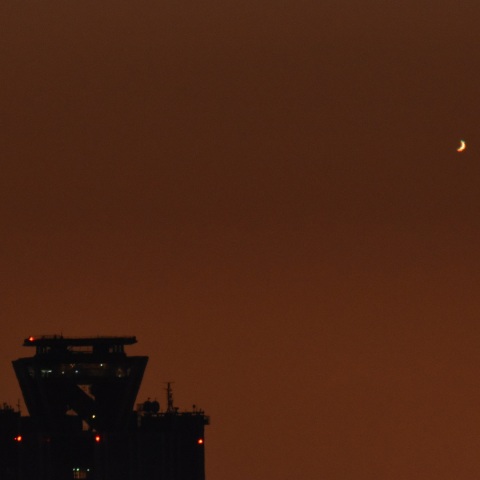 大阪府咲洲庁舎ビルと金星 (2023/07/29)