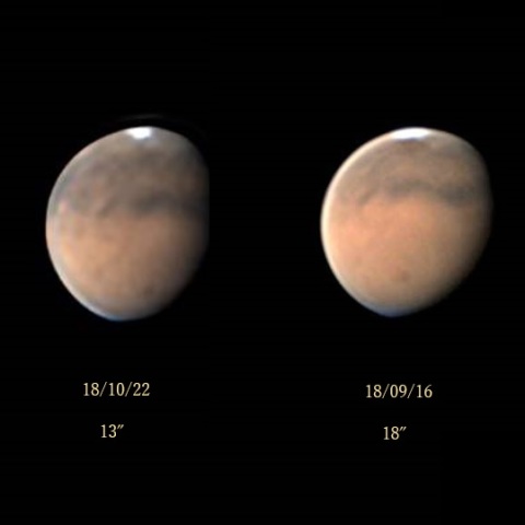 極冠小さく模様鮮明に？