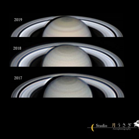 土星　極域と環の掩蔽推移