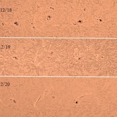 黒点群2907～9推移　12/18～20