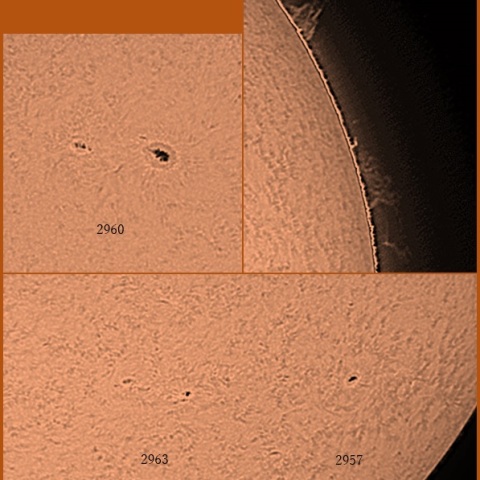 黒点群とプロミネンス　3/9