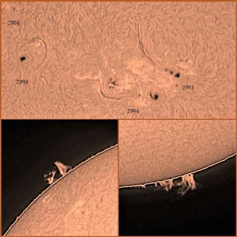 黒点群とプロミネンス　04/22