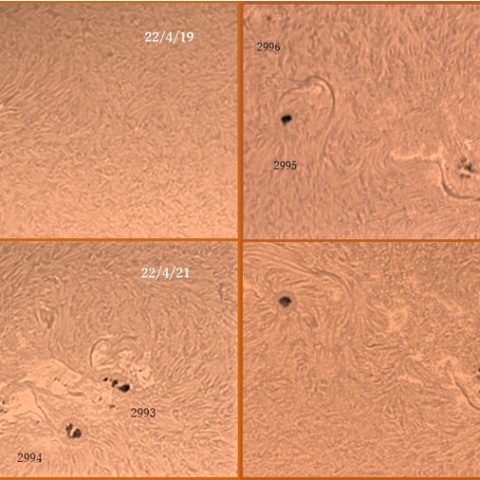 黒点群2993～5の変容