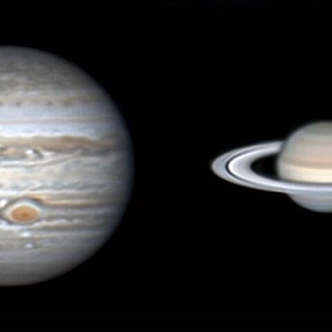 薄雲に覆われたJupiter木星　Saturn土星　8/19