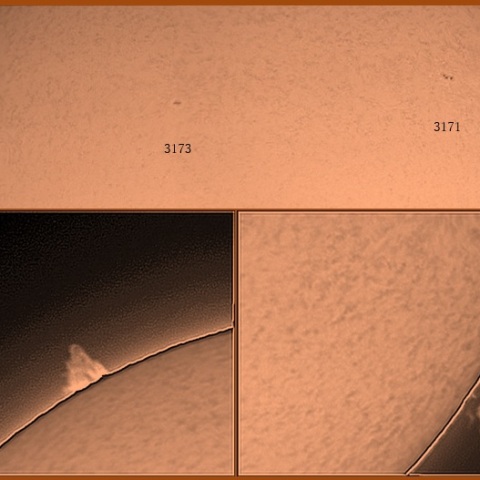 黒点群とプロミネンス　12/28