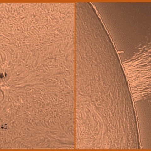 黒点群と裂け目噴火ようなプロミネンス 03/09