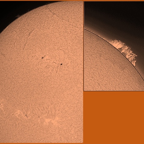 黒点群とプロミネンス　4/17