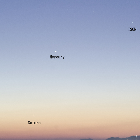 土星と水星とアイソン彗星
