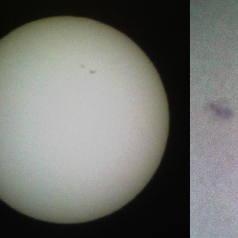スマートフォンで撮影した太陽面