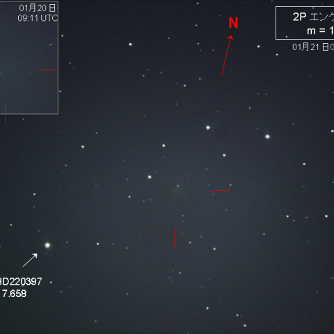 2P エンケ彗星 24時間の動き