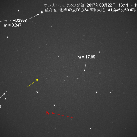小惑星探査機 オシリス・レックスの光跡