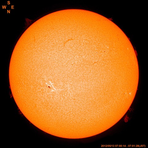 13日の太陽全球（Hα線）
