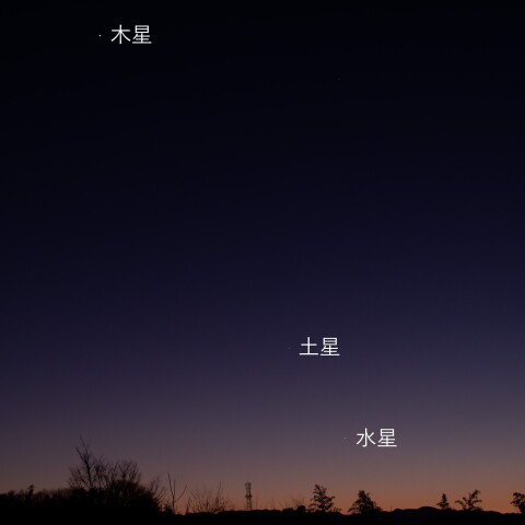 夕空の木星・土星・水星