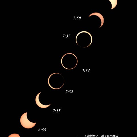 金環食の時間別経過一覧
