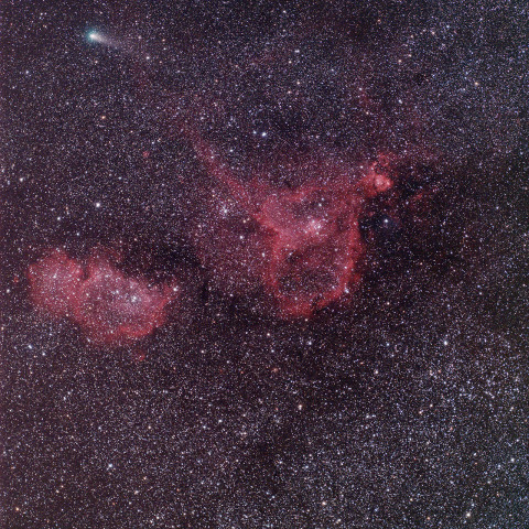 21P/ジャコビニ・チンナー彗星とハート星雲、胎児星雲、hχ