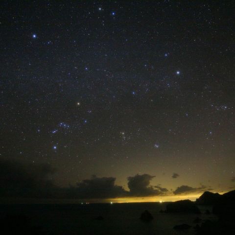 西空に沈む冬の星座