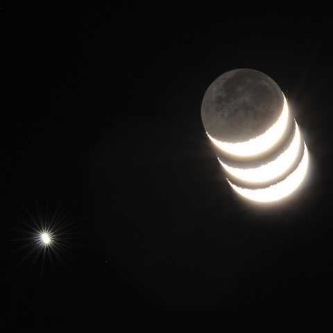 月と金星の大接近(約40分間の運動)