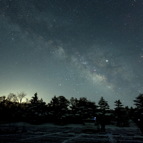 積雪の天城高原で見た夏の天の川