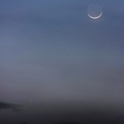 月とパンスター彗星のランデブー