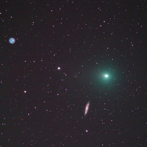 タットル・ジャコビニ・クレサーク彗星とふくろう星雲-M108銀河