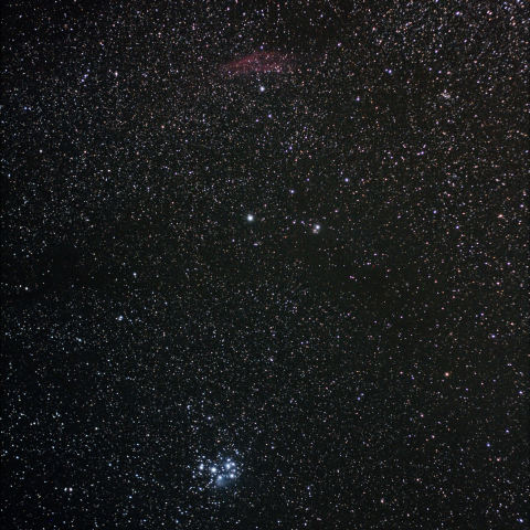 カリフォルニア星雲とプレアデス星団