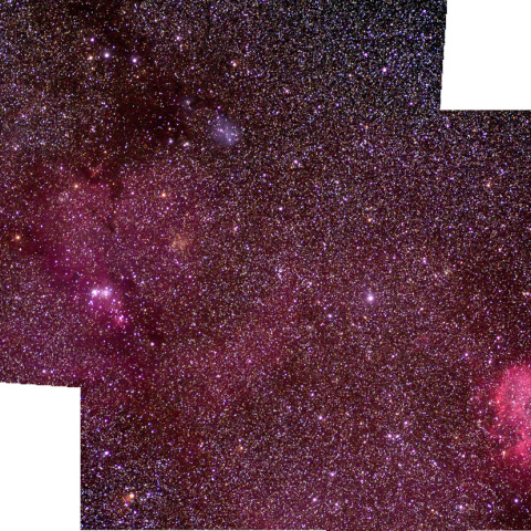 ばら星雲からクリスマスツリー星団