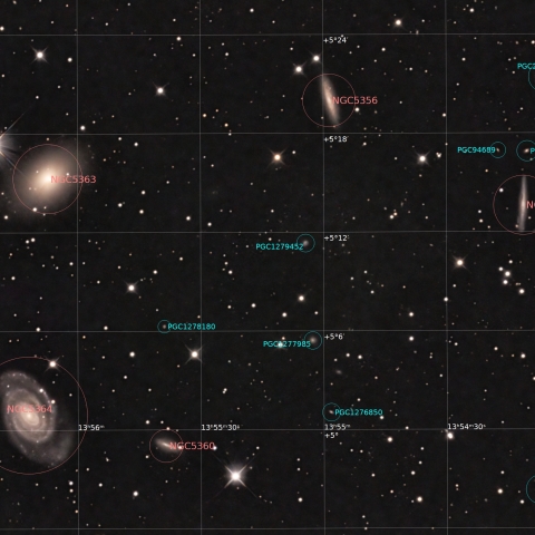NGC5363、NGC5364 周辺　アノテーション付