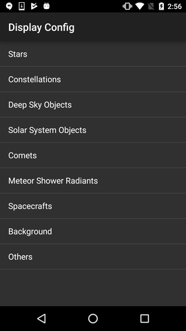Star chart setting display (Select settings)