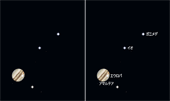 衛星名を表示していない状態（左）と表示した状態（右）