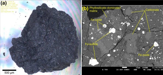 粒子A0022の外観と内部組織の電子顕微鏡写真 粒子A0022の外観と内部組織の電子顕微鏡写真