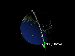 デブリと交錯するISSの再現図 デブリと交錯するISSの再現図
